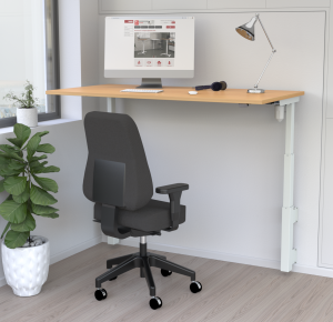 höhenverstellbarer Wandschreibtisch als Sitz- u. Steharbeitstisch geeignet
