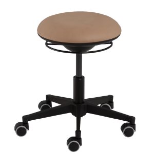 massiver Arbeitsdrehhocker mit bequemen Polstersitz2. und sitzumlaufender Ringauslöser Sitzhöhe 44 bis 55 cm