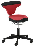 Schreibtischstuhl mit Sattelsitz rot / schwarz