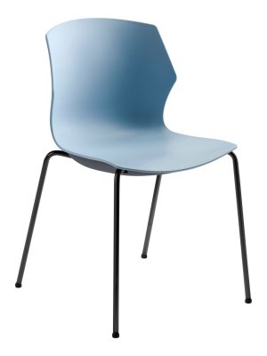 Gastrostuhl robuste Kunststoff-Sitzschale blau auf Vierfuß-Stahlgestell anthrazit