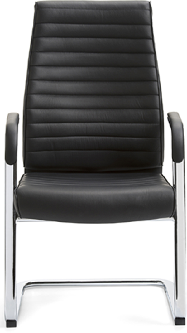 Besprechungszimmer-Stuhl mit schwarzem Echt-Leder-Stuhlbezug