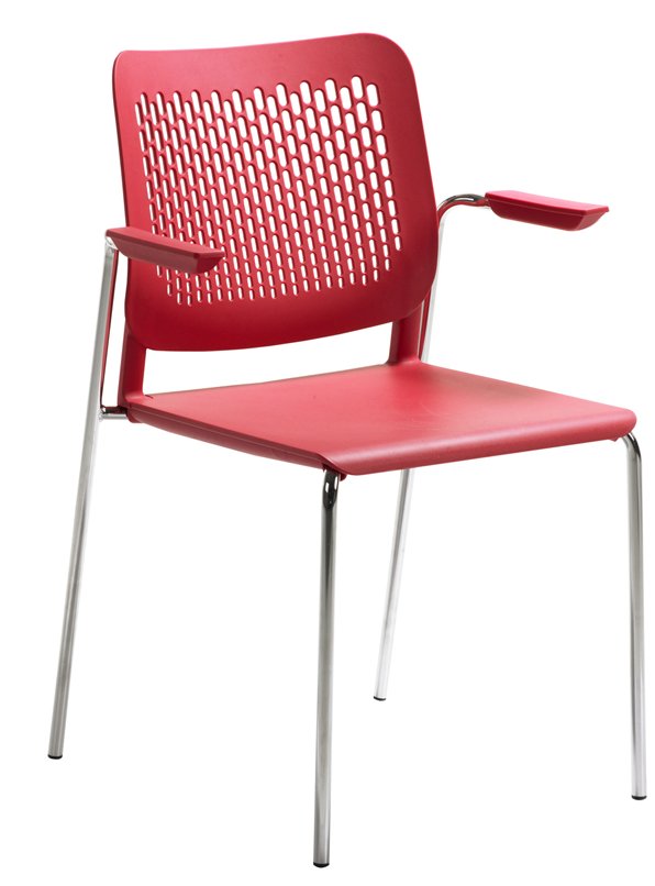 stapelbarer Konferenzstuhl mit Hartplastiksitz und Armlehnen