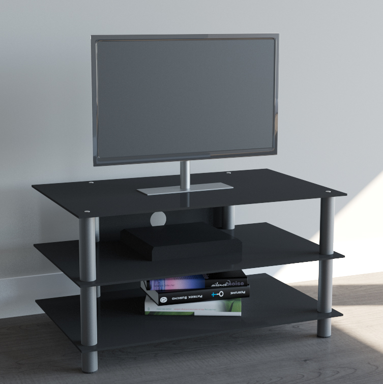 Fernseher-Schwarzglas-Rack 