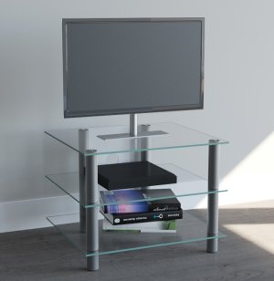schmales TV-Rack 3 Klarglas-Fachböden
