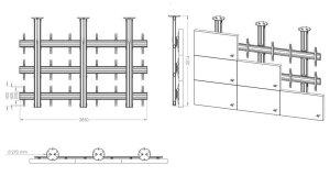 Videowand zur Deckenmontage von 9 Flachbildschirme