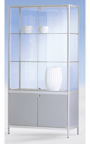 Brandschutz-Glasvitrine mit feuerfestem Metall-Unterschrank