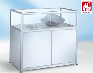  Brandschutz-Tischvitrine mit Unterschrank aus Metall