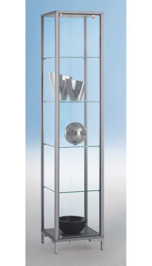 quadratische Glasvitrine 40x40x186cm abschließbare Drehflügeltür
