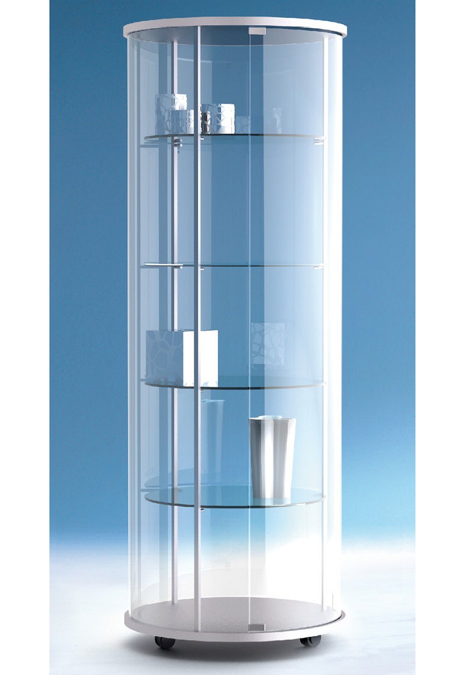 Robuste Rundvitrine Durchmesser 56 cm / Höhe: 176 cm  Sicherheitsglas bruchfest gehärtet