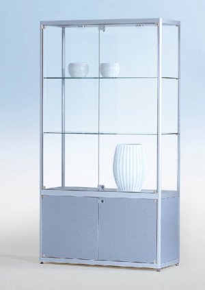 Standvitrine mit  Unterschrank schwarz