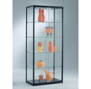 Hochwertige preiswerte Sicherheitsglas-Schrankvitrine schwarz abschließbar