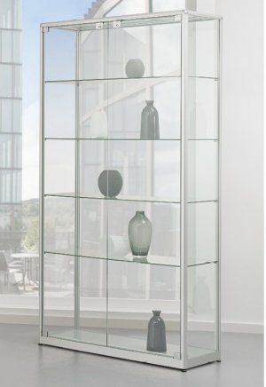 Robuste preiswerte Schrankvitrine Drehflügeltüren abschließbar