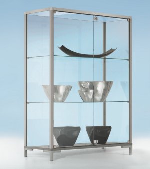 Schrankvitrine B x T x H 100 x 40 x 186 cm aus bruchfestem Sicherheitsglas