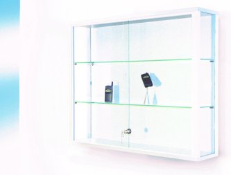 bruchfeste und preiswerte Wandvitrine weiß