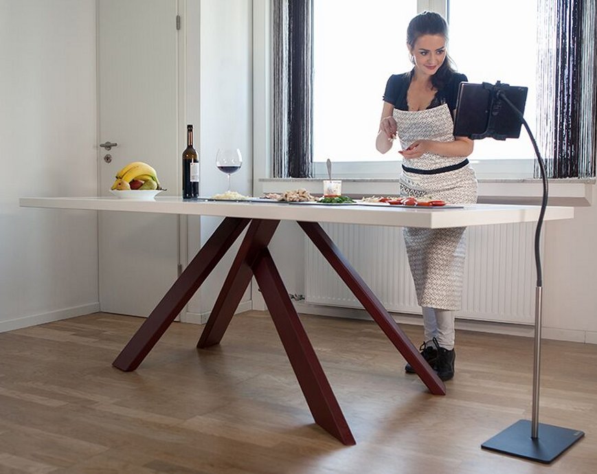 stabiler Tablet-Standfuß für die Küche drehbare Tablet-ebook-Halterung mit biegsamen Tablet-Tragarm