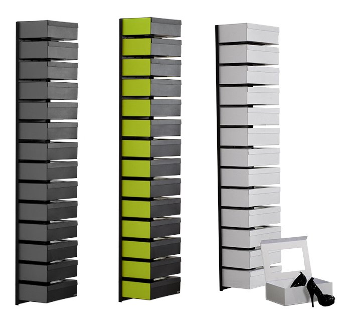 erweiterbares Designer-Schuhwandregal mit 14 ausziehbaren Schuhboxen