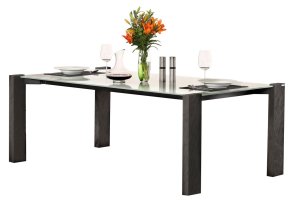 Design-Esstisch Weißglas-Massivholz