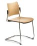Freischwinger mit Holzsitz